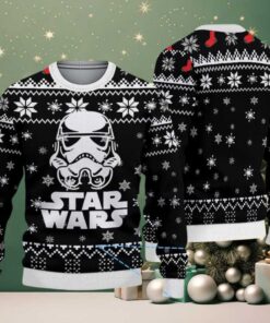 Black White Snowflake Pattern Stormtrooper Star Wars Ugly Christmas Sweater