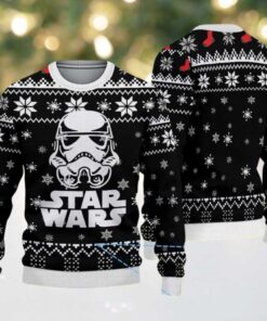 Black White Snowflake Pattern Stormtrooper Star Wars Ugly Christmas Sweater