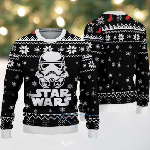 Black White Snowflake Pattern Stormtrooper Star Wars Ugly Christmas Sweater