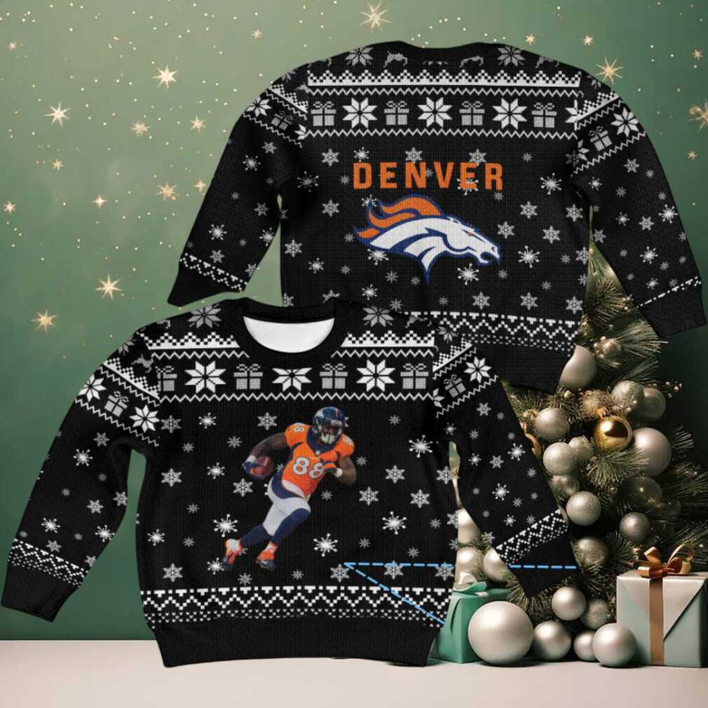 Black and White Denver Broncos Snowflake Gift Pattern Vintage Ugly Christmas Sweater – Orange Jersey Edition Black and White Denver Broncos Snowflake Gift Pattern Vintage Ugly Christmas Sweater – Orange Jersey Edition