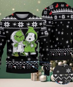 Black and White Snowflake Pattern Grinch x Snoopy Tito’s Handmade Vodka Ugly Christmas Sweater