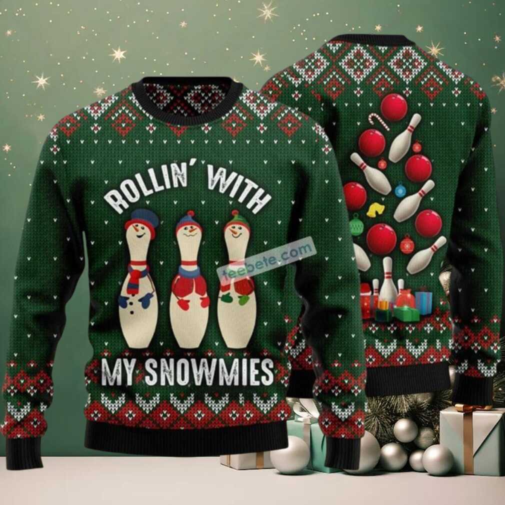 Bowling Rollin With My Snowmies Ugly Christmas Sweater Naughty, hoodie, sweater, long sleeve and tank top Bowling Rollin With My Snowmies Ugly Christmas Sweater Naughty