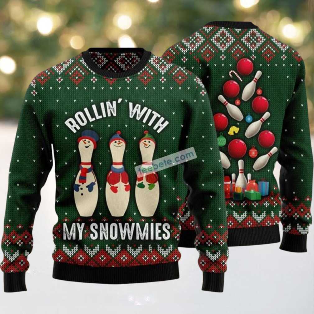 Bowling Rollin With My Snowmies Ugly Christmas Sweater Naughty, hoodie, sweater, long sleeve and tank top Bowling Rollin With My Snowmies Ugly Christmas Sweater Naughty