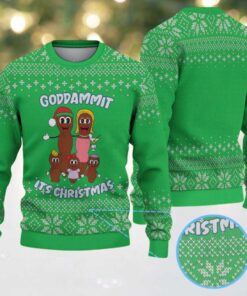 Bright Green “Goddammit It’s Christmas” South Park Mr. Hankey Snowflake Pattern – Vintage Ugly Christmas Sweater