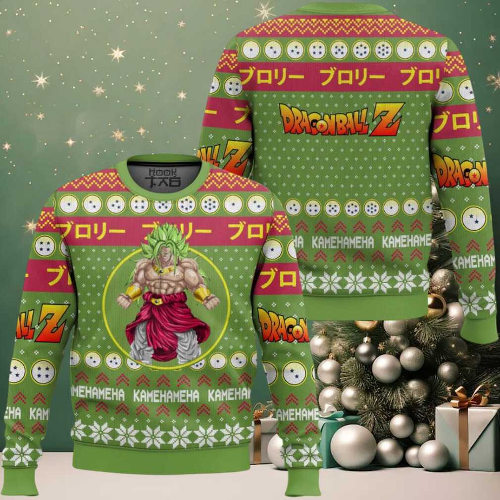 Broly Kamehameha Dragon Ball Z Ugly Christmas Sweater, hoodie, sweater, long sleeve and tank top Broly Kamehameha Dragon Ball Z Ugly Christmas Sweater - Front View