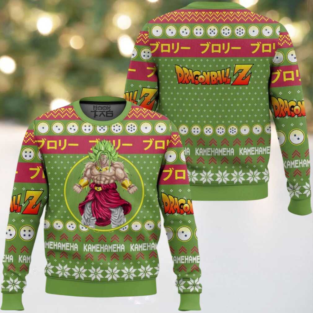 Broly Kamehameha Dragon Ball Z Ugly Christmas Sweater, hoodie, sweater, long sleeve and tank top Broly Kamehameha Dragon Ball Z Ugly Christmas Sweater - Back View