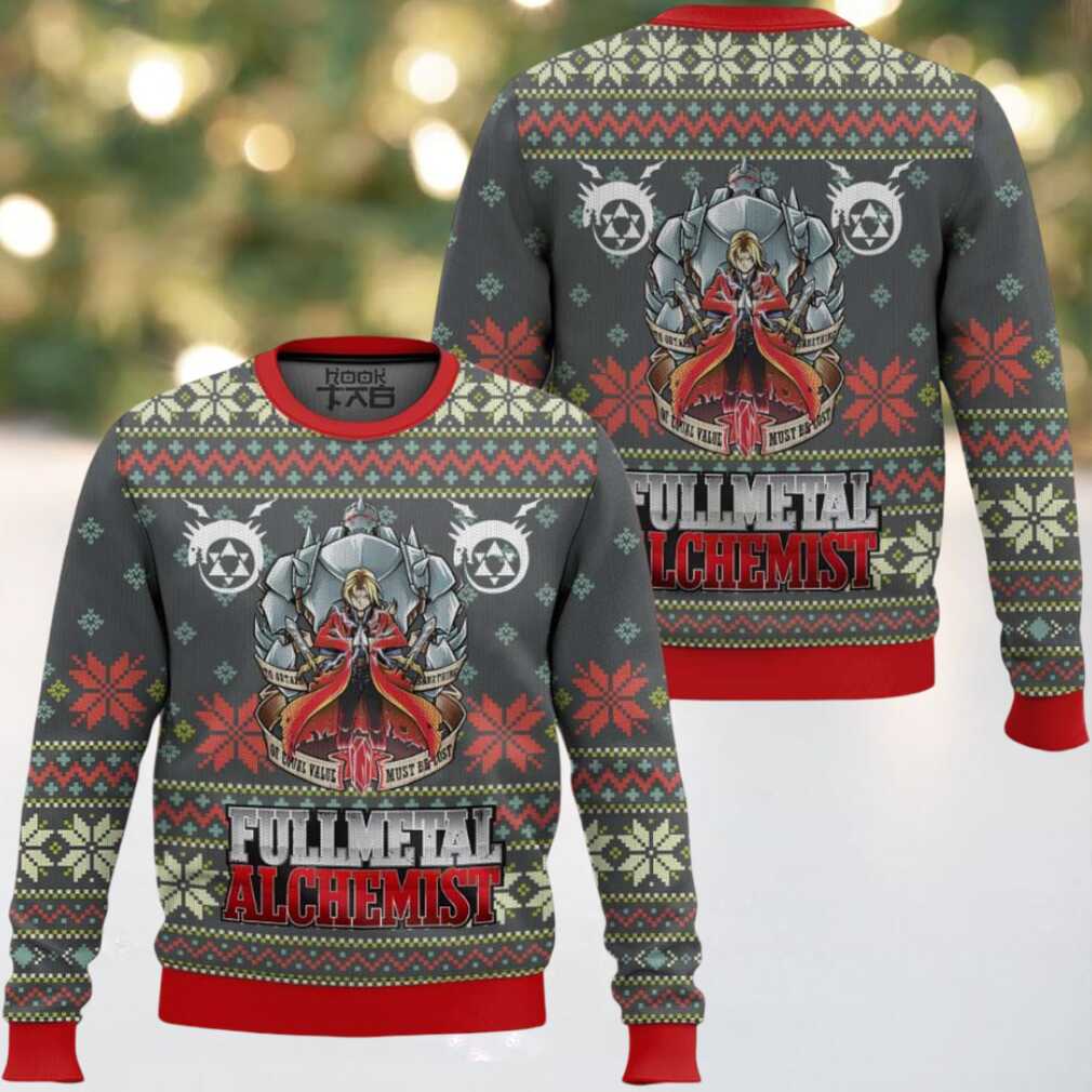 Brotherhood Fullmetal Alchemis Ugly Christmas Sweater, hoodie, sweater, long sleeve and tank top Brotherhood Fullmetal Alchemist Ugly Christmas Sweater back design