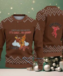 Brown Knitted Pattern “Grumpy Tiger & Fireball Cinnamon Whisky Bottle” Ugly Christmas Sweater
