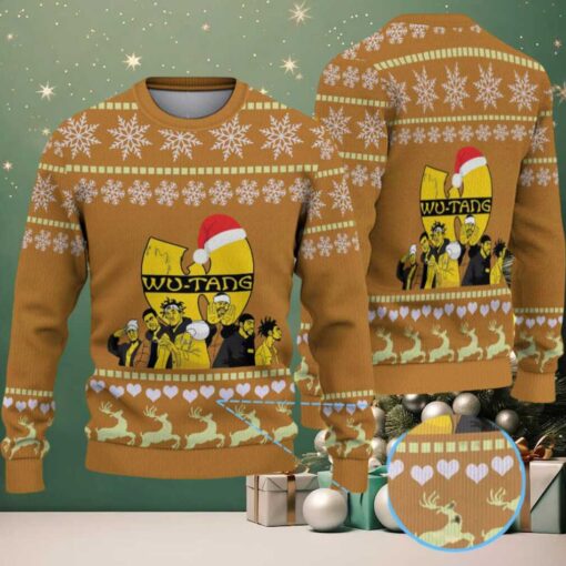 Brown Snowflake & Reindeer Pattern “Wu Tang Clan Christmas Edition” Ugly Sweater