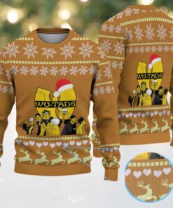 Brown Snowflake & Reindeer Pattern “Wu Tang Clan Christmas Edition” Ugly Sweater