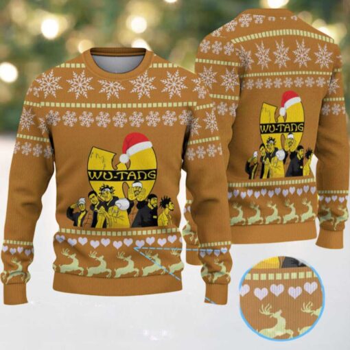 Brown Snowflake & Reindeer Pattern “Wu Tang Clan Christmas Edition” Ugly Sweater