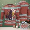 Red Grateful Dead Jerry Garcia Skeleton with Chevron Knit Pattern Vintage Ugly Christmas Sweater