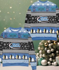 Bud Light Snowflakes Pattern Ugly Christmas Sweater Blue