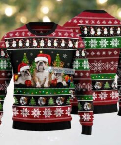 Bulldog Claus Reindeer Hat Ugly Christmas Sweater Ugliest, hoodie, sweater, long sleeve and tank top Bulldog Claus Reindeer Hat Ugly Christmas Sweater Ugliest
