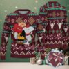 Black Snowflake Pattern Snoopy and Woodstock Sleeping on Red Christmas Lights Doghouse Ugly Christmas Sweater