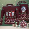 Beige & Red Candy Cane Pattern “My Blood Type Is Modelo Beer” Ugly Christmas Sweater