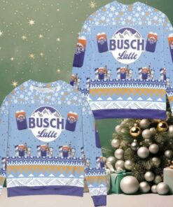 Busch Latte Logo Snowflake Pattern Ugly Christmas Sweater Blue
