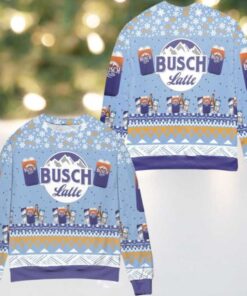 Busch Latte Logo Snowflake Pattern Ugly Christmas Sweater Blue