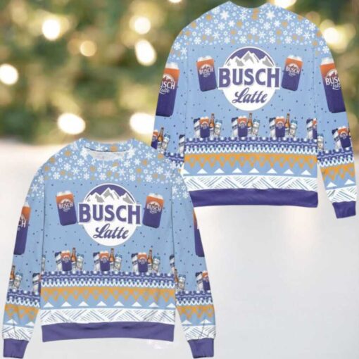 Busch Latte Logo Snowflake Pattern Ugly Christmas Sweater Blue