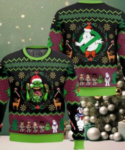 Bustin Slimer Christmas Ghostbusters Ugly Christmas Sweater Bustin Slimer Christmas Ghostbusters Ugly Christmas Sweater