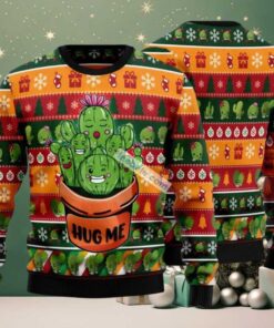 Cactus Hug Me Ugly Christmas Sweater Red Green Ugliest