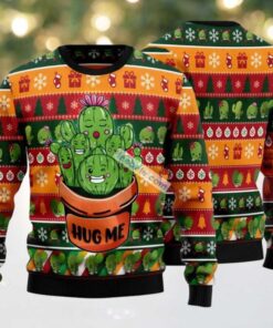 Cactus Hug Me Ugly Christmas Sweater Red Green Ugliest, hoodie, sweater, long sleeve and tank top Cactus Hug Me Ugly Christmas Sweater Red Green Ugliest