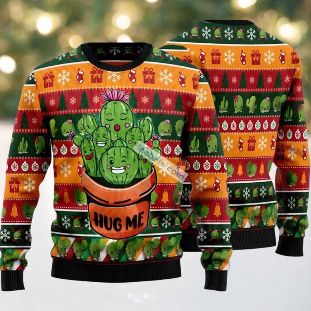 Cactus Hug Me Ugly Christmas Sweater Red Green Ugliest, hoodie, sweater, long sleeve and tank top Cactus Hug Me Ugly Christmas Sweater Red Green Ugliest
