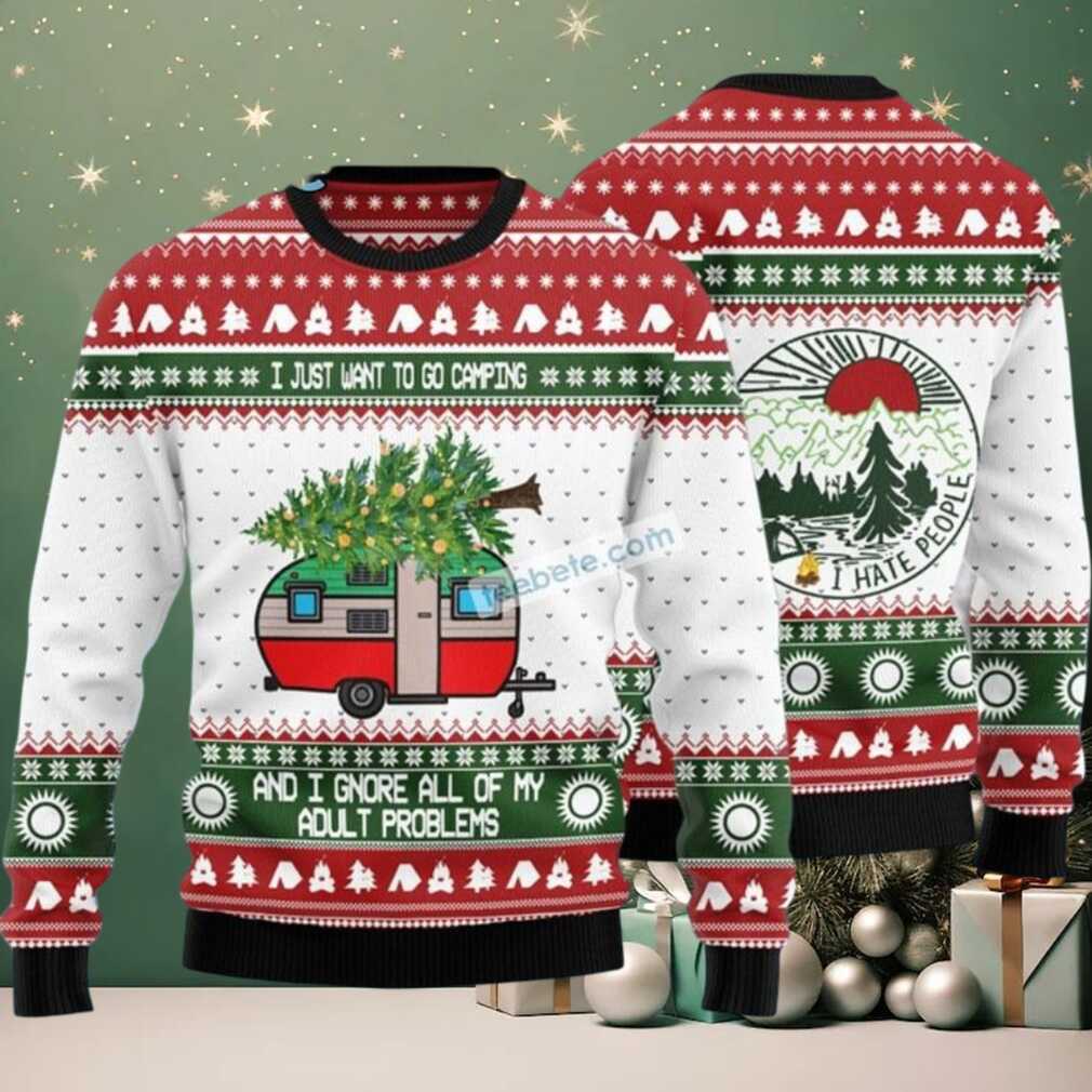 Camping Bus Christmas Tree Ugly Christmas Sweater Naughty, hoodie, sweater, long sleeve and tank top Camping Bus Christmas Tree Ugly Christmas Sweater Naughty