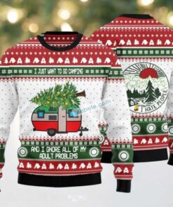 Camping Bus Christmas Tree Ugly Christmas Sweater Naughty, hoodie, sweater, long sleeve and tank top Camping Bus Christmas Tree Ugly Christmas Sweater Naughty