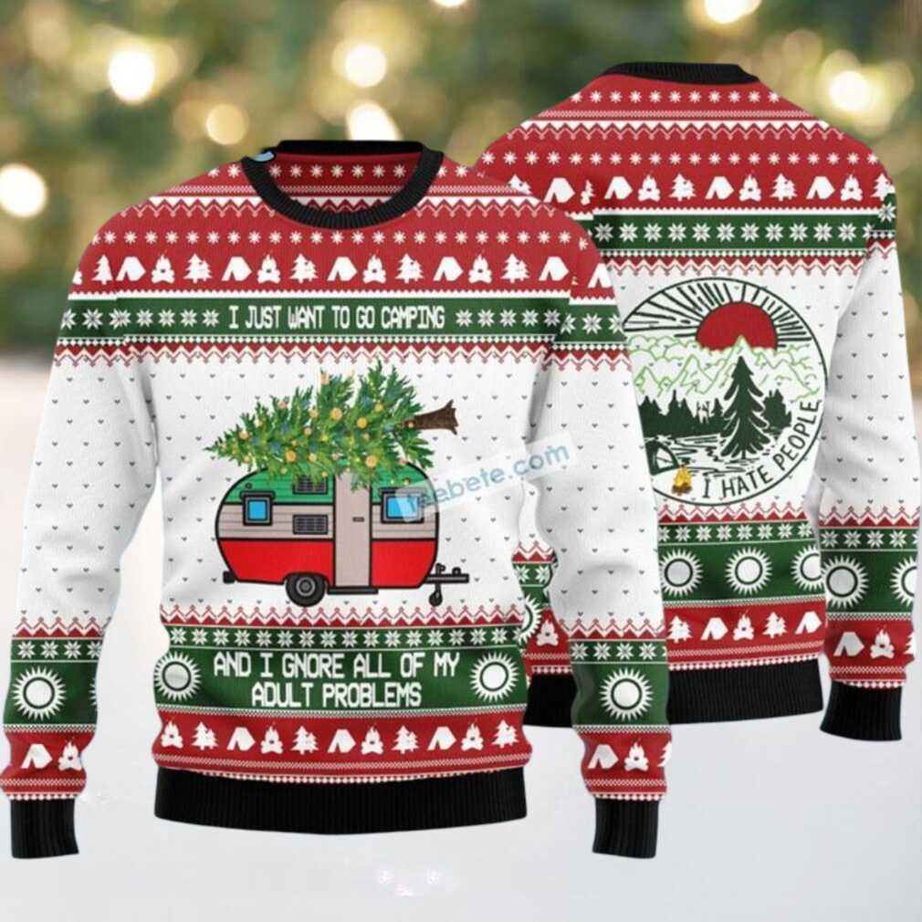 Camping Bus Christmas Tree Ugly Christmas Sweater Naughty, hoodie, sweater, long sleeve and tank top Camping Bus Christmas Tree Ugly Christmas Sweater Naughty