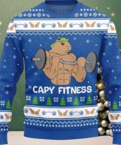 Capybara Fitness Ugly Christmas Sweater Capybara Fitness Ugly Christmas Sweater