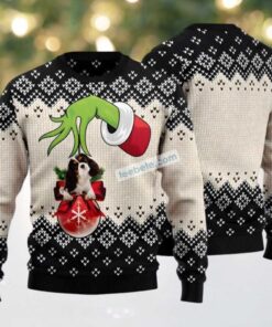 Cavalier King Charles Spaniel Grinch Ugly Christmas Sweater Black Best, hoodie, sweater, long sleeve and tank top Cavalier King Charles Spaniel Grinch Ugly Christmas Sweater Black Best