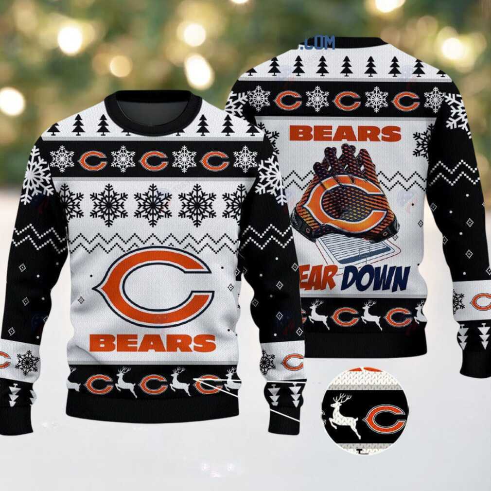 Chicago Bears Bear Down Christmas Ugly Sweater, hoodie, sweater, long sleeve and tank top Chicago Bears Bear Down Christmas Ugly Sweater Back