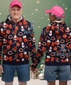 Chicago Bears Christmas Pattern Santa Snowman Ugly 3D Hoodie