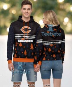 Chicago Bears Christmas Tree 3D Ugly Hoodie Print Chicago Bears Christmas Tree 3D Ugly Hoodie Print