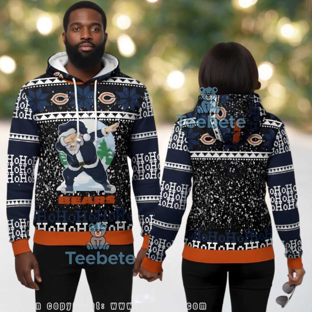 Chicago Bears Dabbing Santa Claus Ugly Christmas 3D Print, hoodie, sweater, long sleeve and tank top Chicago Bears Dabbing Santa Claus Ugly Christmas 3D Print front view