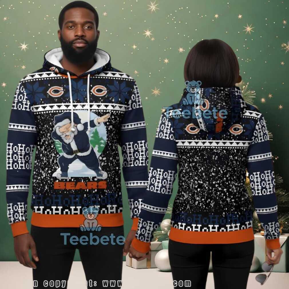 Chicago Bears Dabbing Santa Claus Ugly Christmas 3D Print, hoodie, sweater, long sleeve and tank top Chicago Bears Dabbing Santa Claus Ugly Christmas 3D Print back view