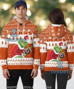 Chicago Bears Grinch Stole Christmas Ugly 3D Zip Up Hoodie Chicago Bears Grinch Stole Christmas Ugly 3D Zip Up Hoodie