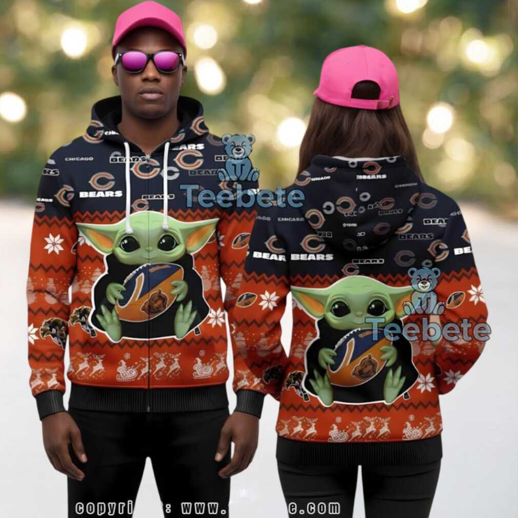 Chicago Bears Grogu Baby Yoda Ugly Christmas 3D Zip Up Hoodie Chicago Bears Grogu Baby Yoda Ugly Christmas 3D Zip Up Hoodie