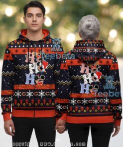 Chicago Bears Ho Ho Ho Mickey Mouse Ugly Christmas 3D Zip Up Hoodie Chicago Bears Ho Ho Ho Mickey Mouse Ugly Christmas 3D Zip Up Hoodie