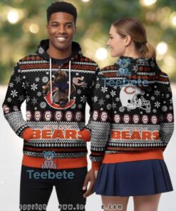 Chicago Bears Mascot Helmet Ugly Christmas Zip Up Hoodie 3D Print Chicago Bears Mascot Helmet Ugly Christmas Zip Up Hoodie 3D Print