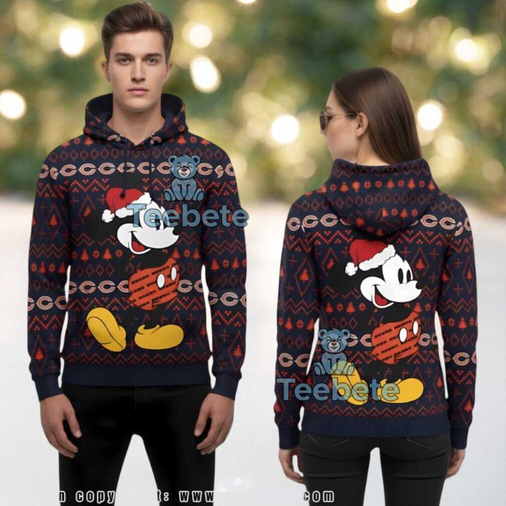Chicago Bears Mickey Mouse Santa Ugly Christmas Sweater 3D Hoodie Chicago Bears Mickey Mouse Santa Ugly Christmas Sweater 3D Hoodie