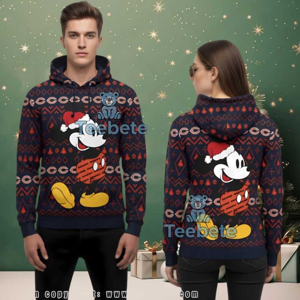 Chicago Bears Mickey Mouse Santa Ugly Christmas Sweater 3D Hoodie Chicago Bears Mickey Mouse Santa Ugly Christmas Sweater 3D Hoodie