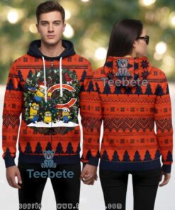 Chicago Bears Minions Christmas Tree Ugly 3D Zip Up Hoodie Chicago Bears Minions Christmas Tree Ugly 3D Zip Up Hoodie