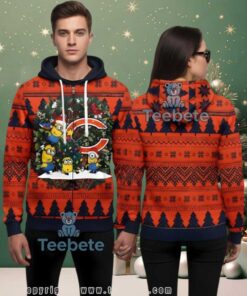 Chicago Bears Minions Christmas Tree Ugly 3D Zip Up Hoodie