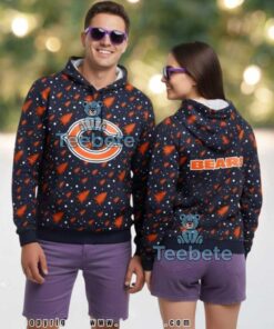 Chicago Bears Pine Tree Snowflakes 3D Ugly Hoodie