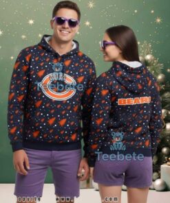 Chicago Bears Pine Tree Snowflakes 3D Ugly Hoodie, hoodie, sweater, long sleeve and tank top Chicago Bears Pine Tree Snowflakes 3D Ugly Hoodie