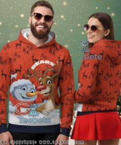 Chicago Bears Reindeer Snowman Ugly Christmas 3D Hoodie, hoodie, sweater, long sleeve and tank top Chicago Bears Reindeer Snowman Ugly Christmas 3D Hoodie