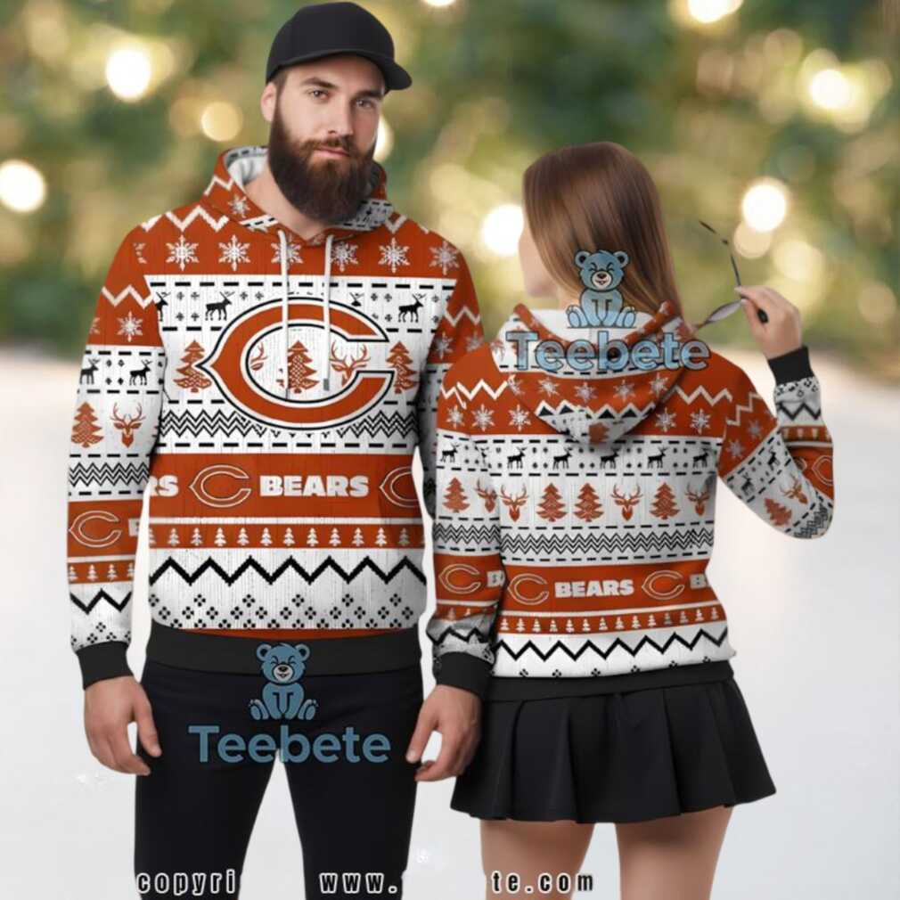 Chicago Bears Reindeer Tree 3D Ugly Christmas Hoodie Print Chicago Bears Reindeer Tree 3D Ugly Christmas Hoodie Print