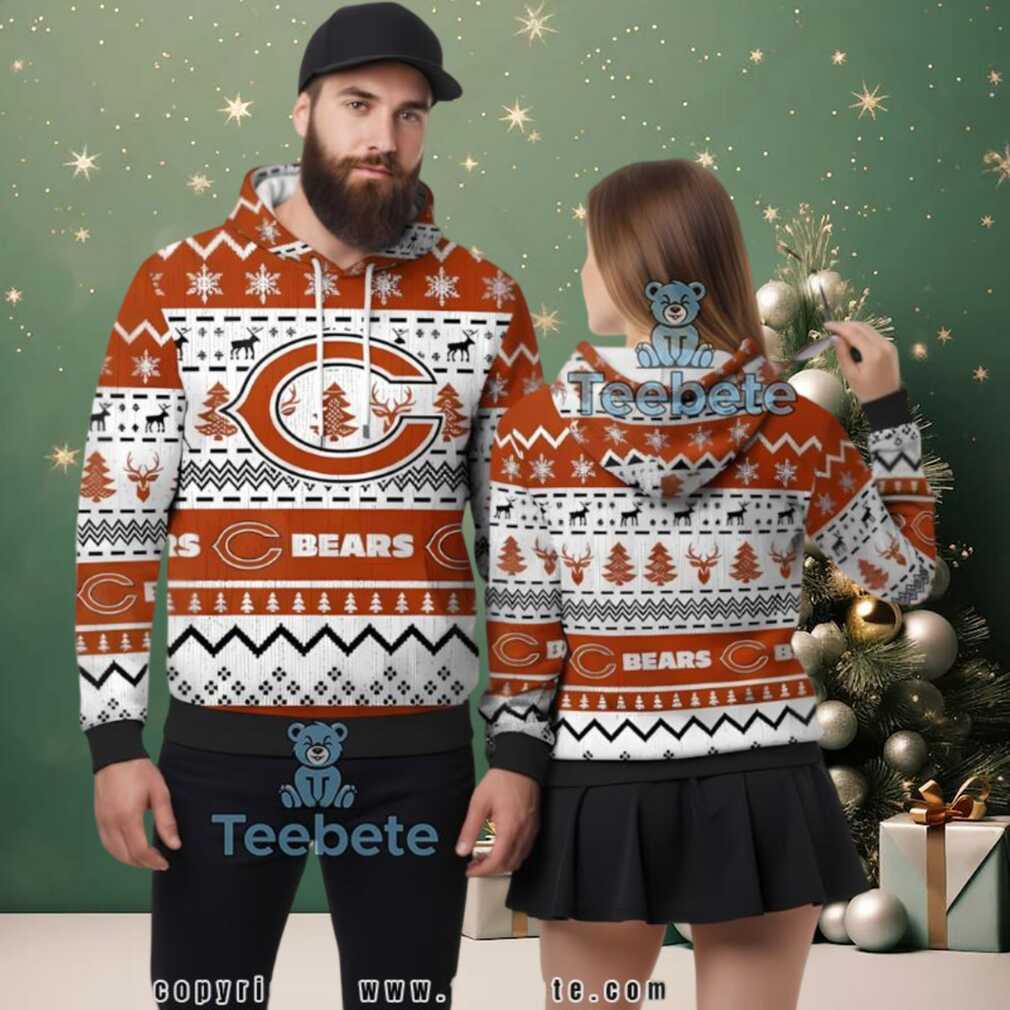 Chicago Bears Reindeer Tree 3D Ugly Christmas Hoodie Print Chicago Bears Reindeer Tree 3D Ugly Christmas Hoodie Print
